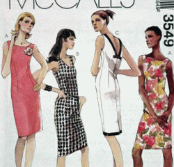 3549 MCC SLEEVELESS BACK V STRT DRESS PATTERN 6-12